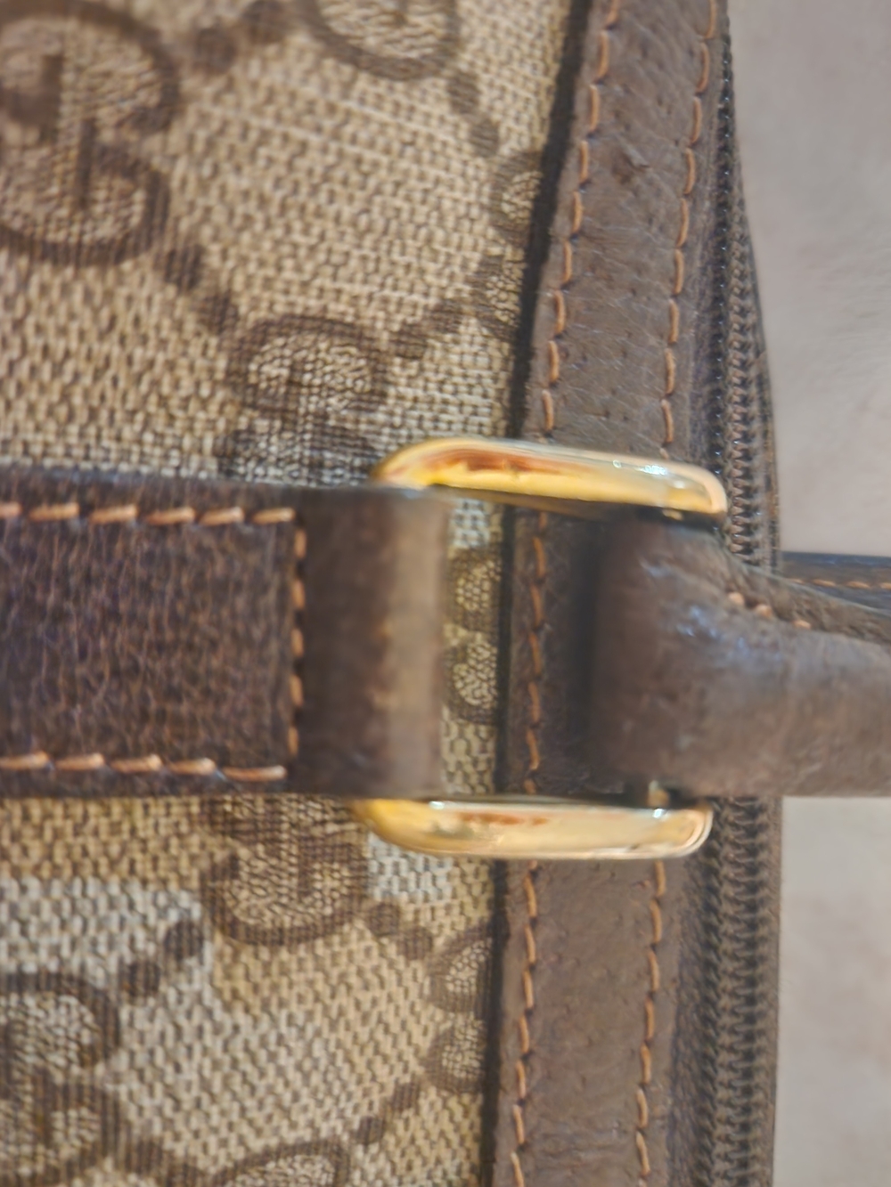 Gucci Brown GG Canvas Satchel with Green and Red Stripe - Picture 8 of 12